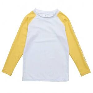 NEW SNAPPER ROCK boys sustainable long sleeve rash top in white/yellow